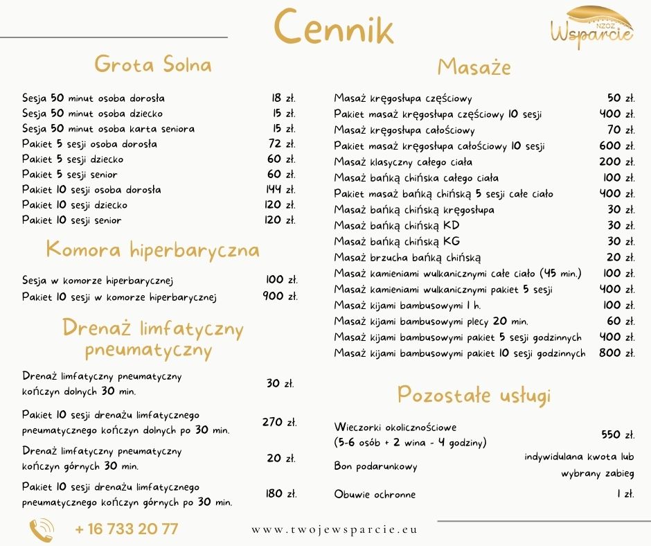 Aktualny Cennik Groty Solnej w Pruchniku Image